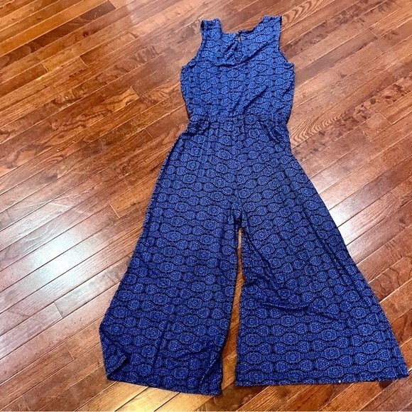 Nicole Miller New York Blue and Black Wide Leg Jumpsuit size medium - Picture 3 of 5